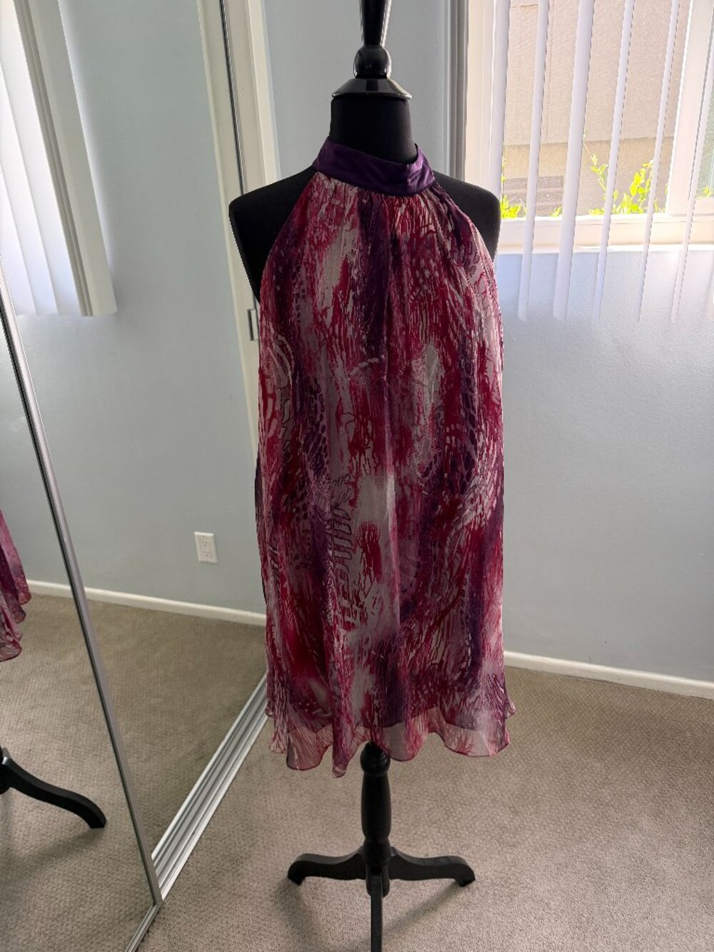 Vertigo Purple multi halter dress size L